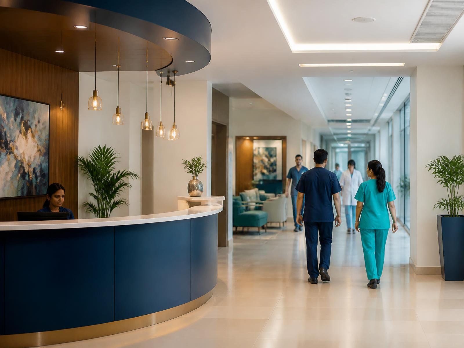 Reception and corridor of Yash Hospital Critical Care Centre in Belagavi